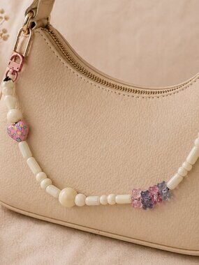 Handmade Pastel Beaded Bag Charm, Kawaii Bear Purse Accessory